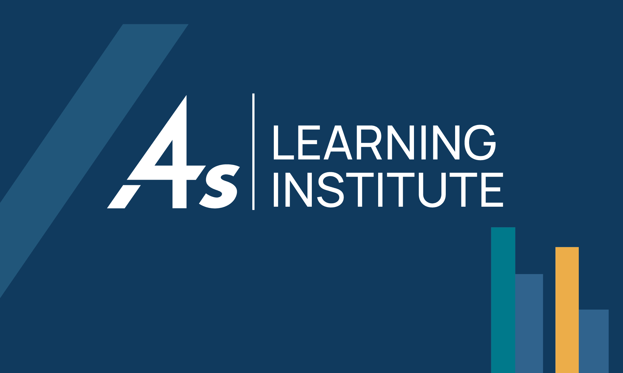 Logo of the 4As Learning Institute on a dark blue background. The text is accompanied by a stylized graph with three vertical bars in teal, green, and orange on the right.